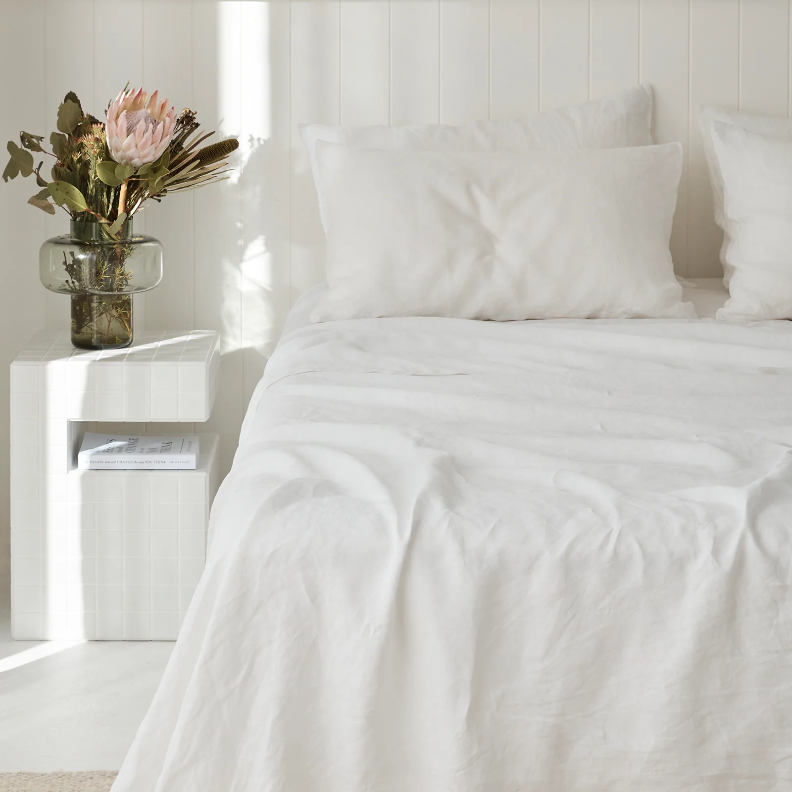 French Flax Linen Sheet Set in White - Image 2