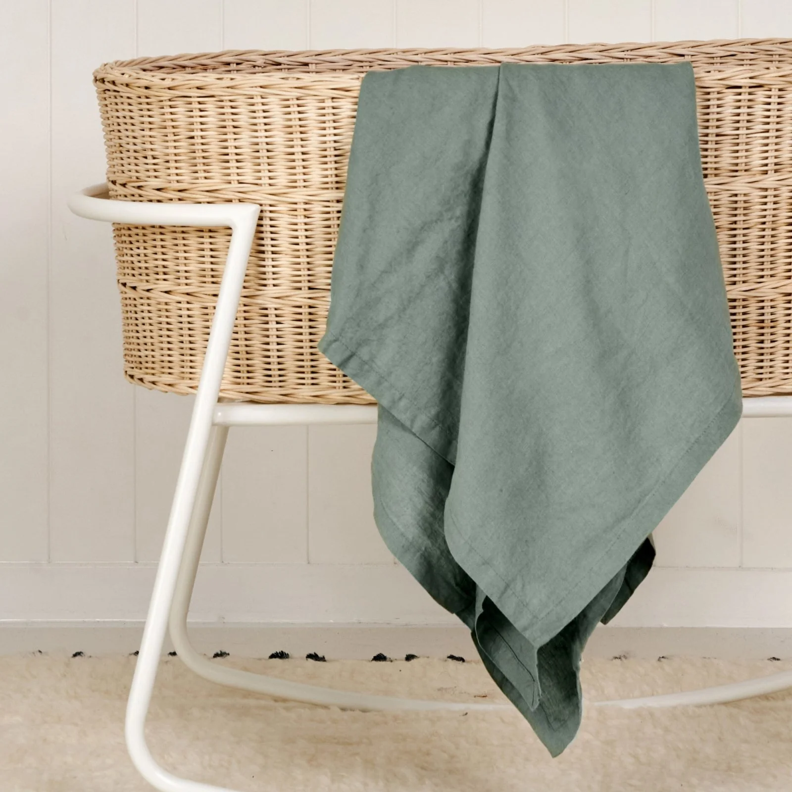 French Flax Linen Swaddle in Sage - Image 2