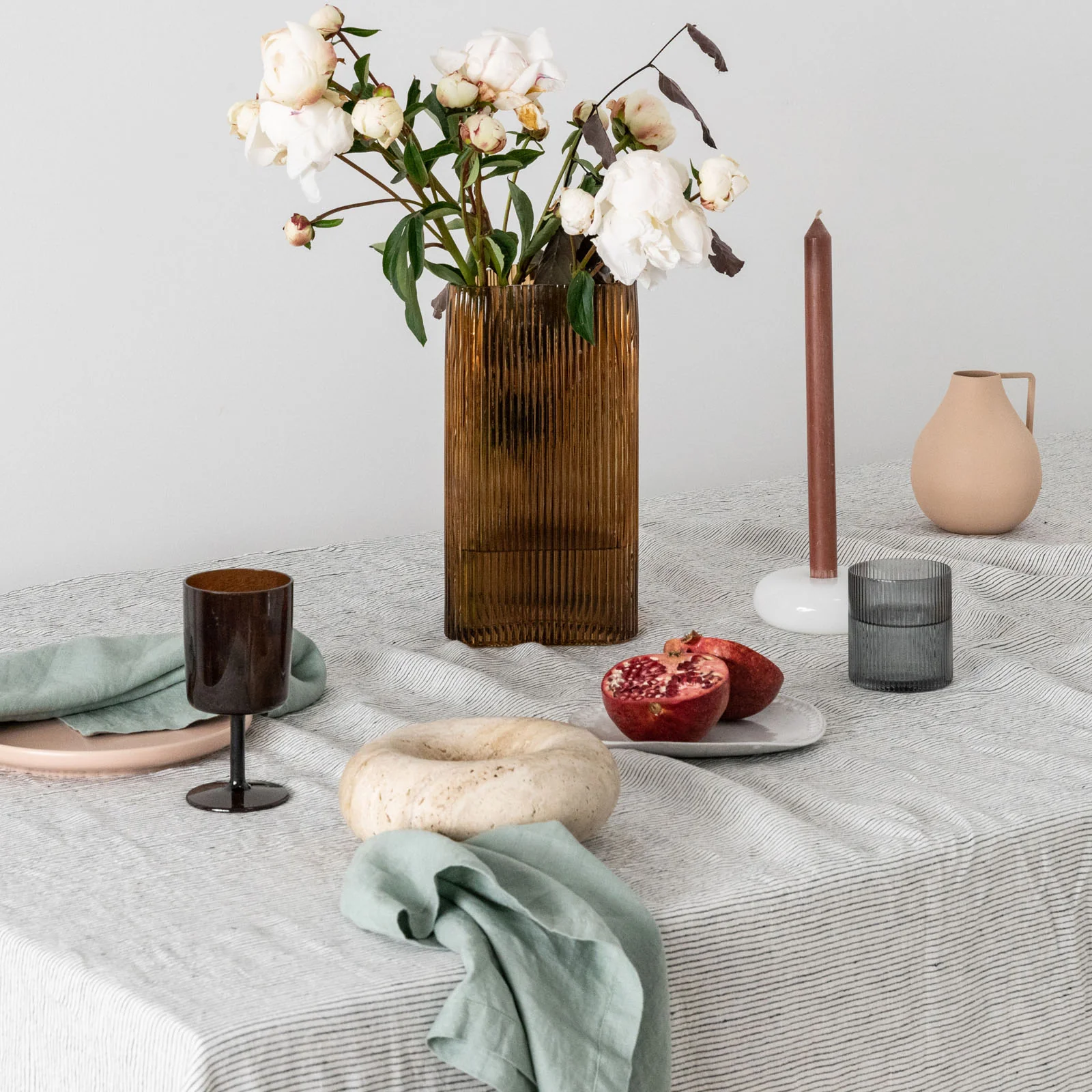 French Flax Linen Table Cloth in Pinstripe - Image 4