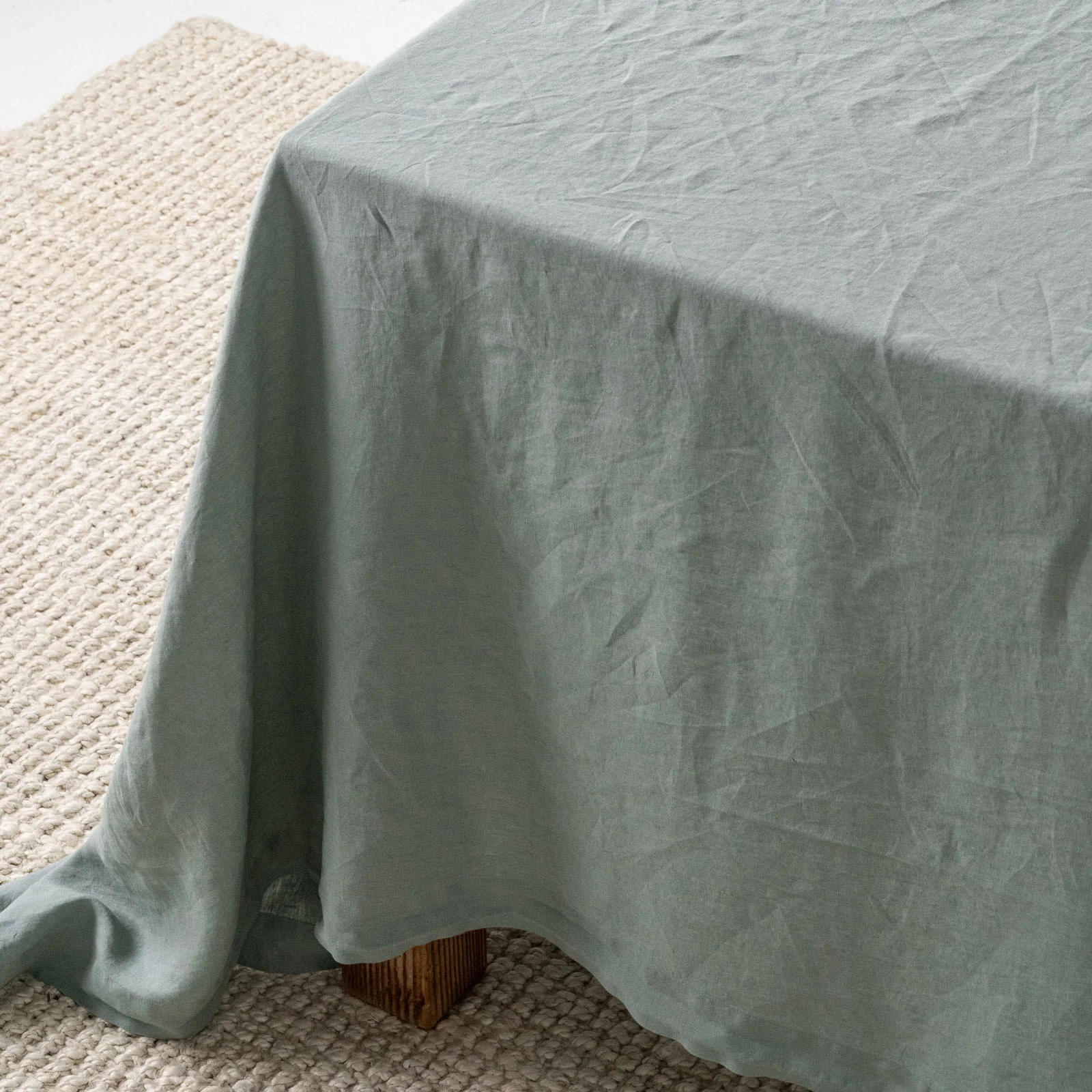 French Flax Linen Table Cloth in Sage - Image 8