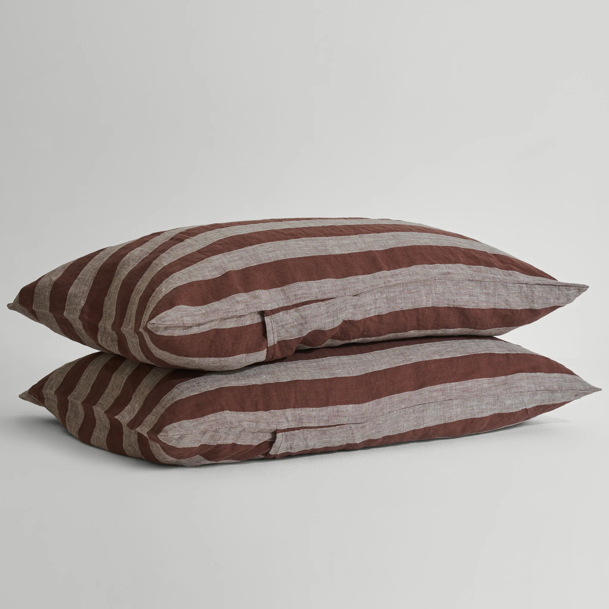 Standard Pillowcase Set in Chocolate Stripe