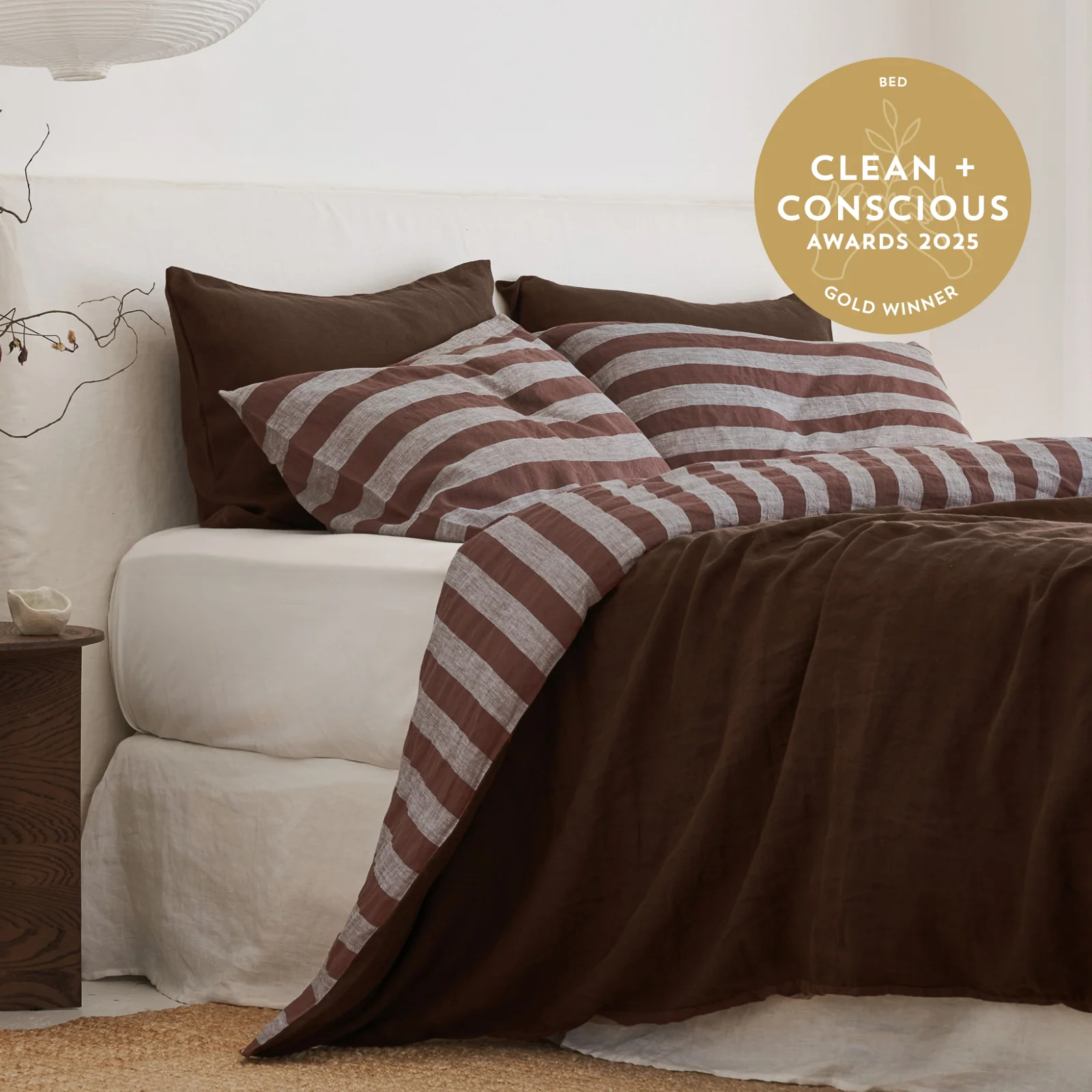 Standard Pillowcase Set in Chocolate Stripe - Image 5